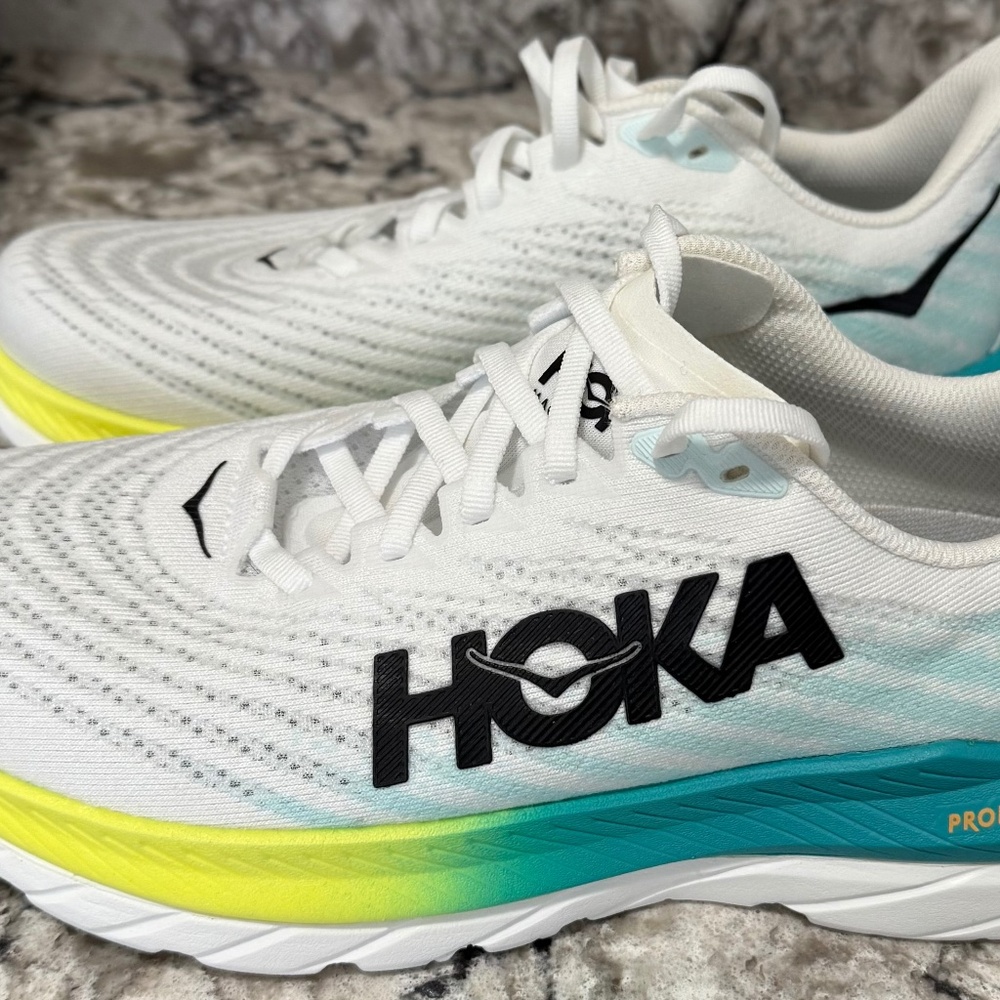 Hoka Mach 5 White Blue Glass Women Size 7.5